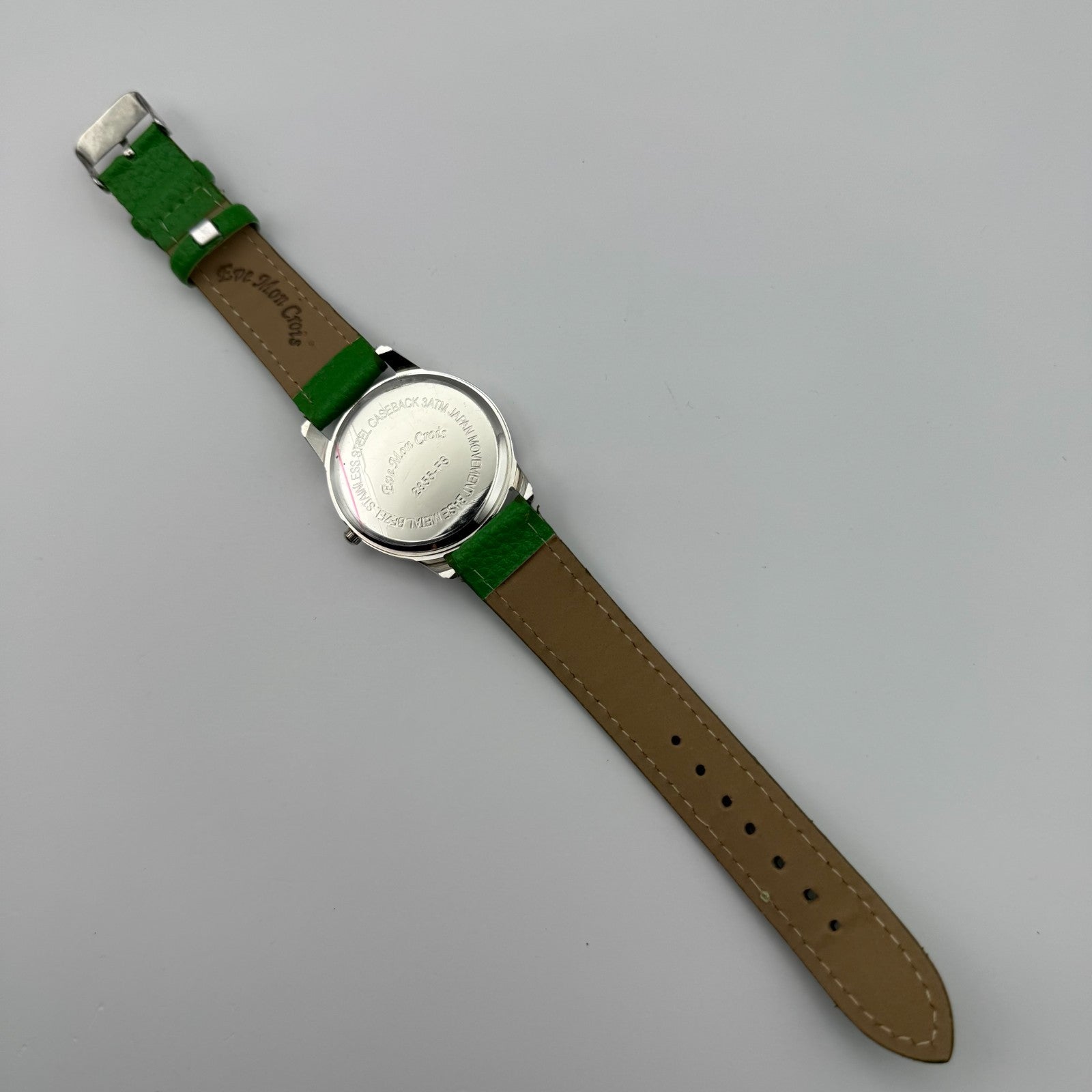 Eve Mon Crios Ladies Quartz Watch Lime Slice Dial Green Strap Japan Working 36mm