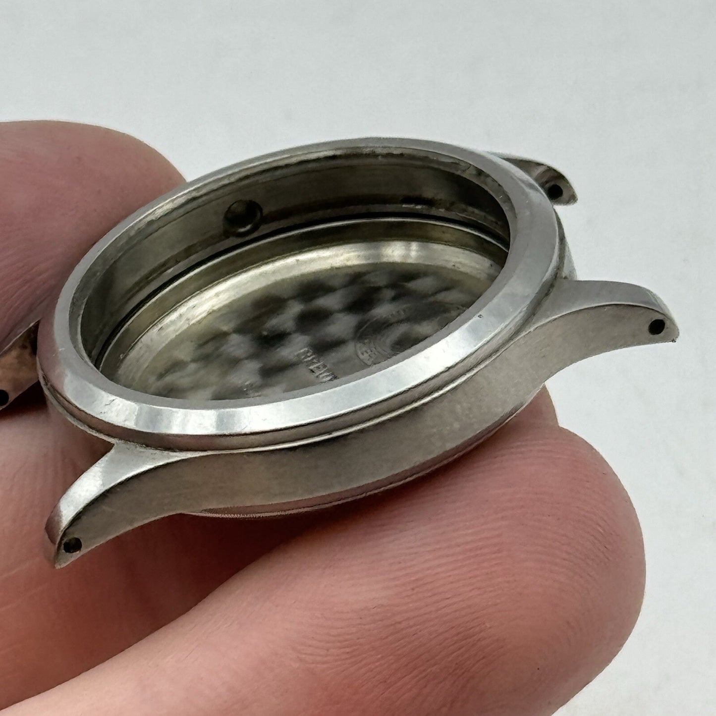 29.5mm Vintage Girard Perregaux 7163 Engraved Watch Case StayBrite Steel Brevet