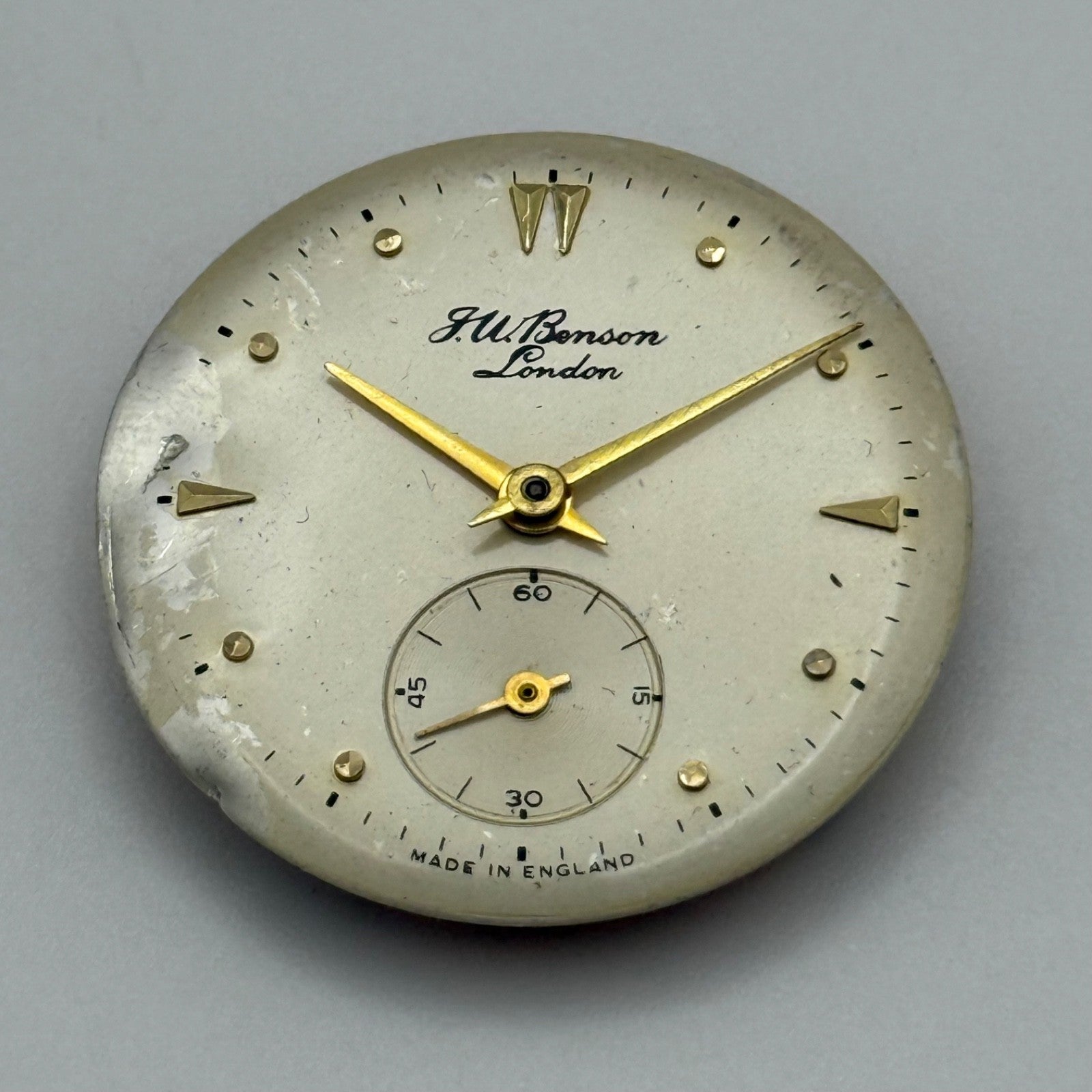 J W Benson 106 Watch Movement Smiths England Manual Wind Vintage Parts 26.6mm