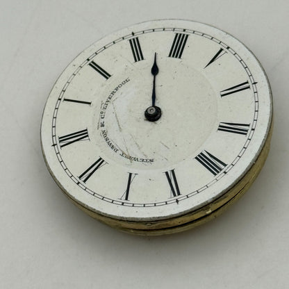 36.3mm Antique Stewart Dawson Co Liverpool Key Wound Pocket Watch Movement PARTS