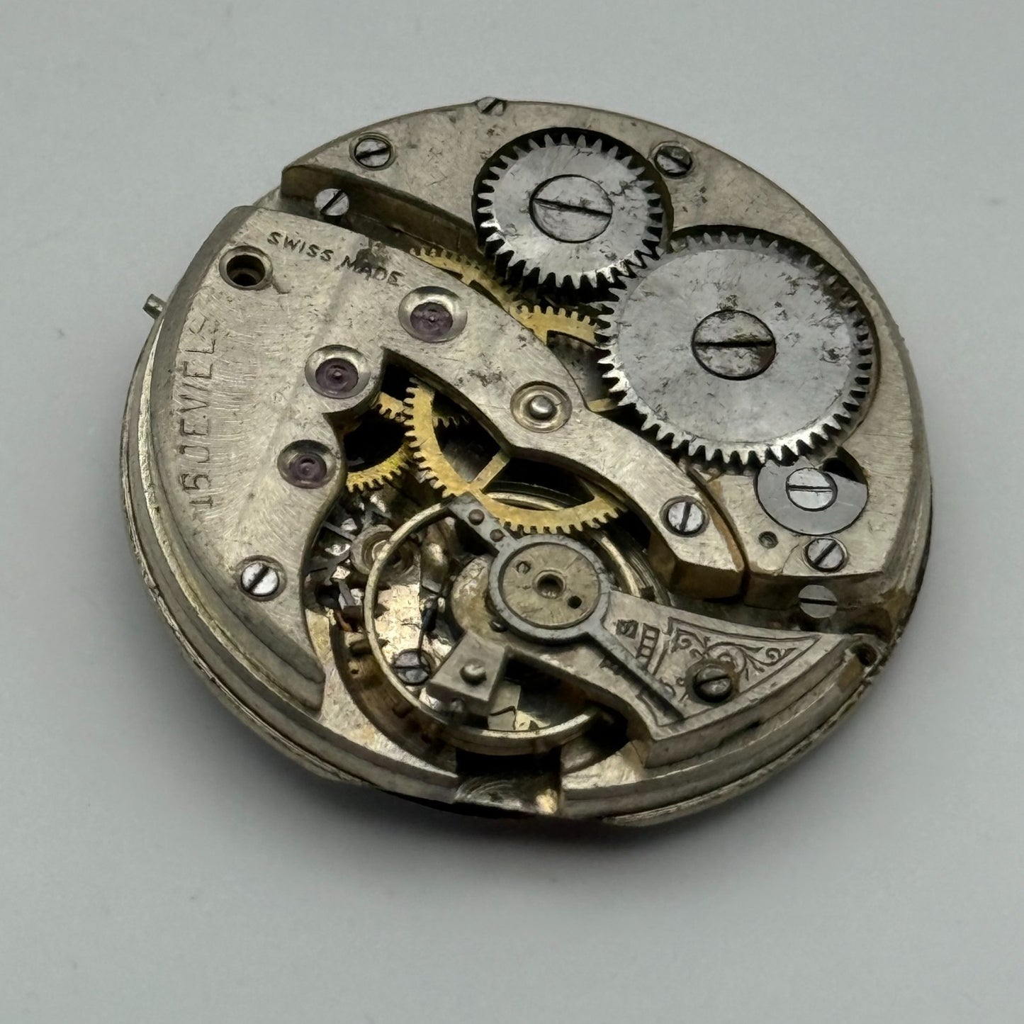 15 Jewels Trench Swiss Watch Movement Marvin 362 ? Vintage Parts Repair 29.8mm