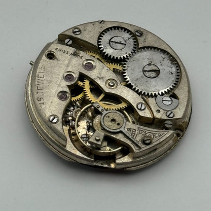 15 Jewels Trench Swiss Watch Movement Marvin 362 ? Vintage Parts Repair 29.8mm