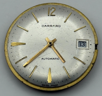 FHF 909 Automatic Watch Movement Garrard Date 25 Jewels Vintage Parts 31.8mm
