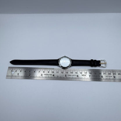 Pulsar Ladies Quartz Watch Date Dial Diamond Markers Leather Strap Working 27mm