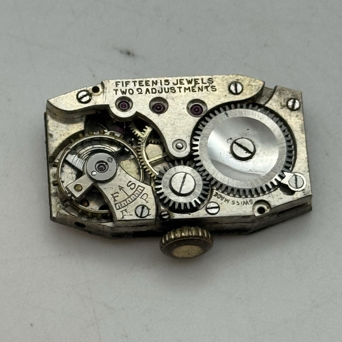15.1mm Running Art Deco Tank Watch Movement Dial Hands Restoration Repair Parts