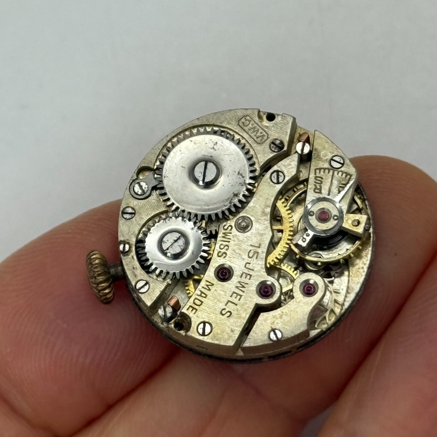 23.6mm Vintage Williams Twickenham V.W.C Trench Watch Movement Manual Wind PARTS