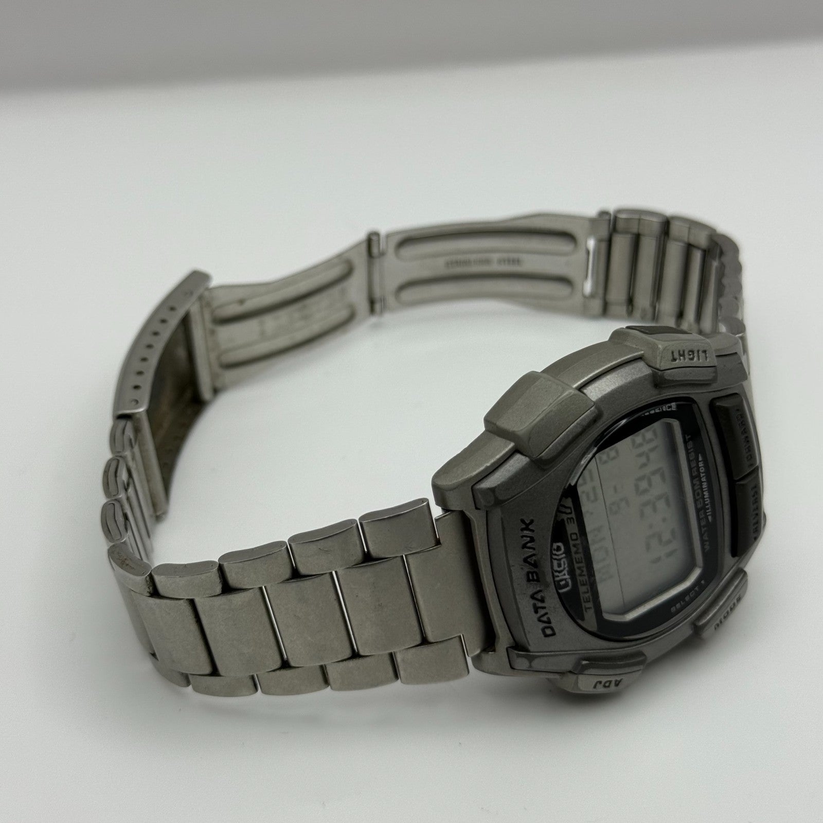 Casio DB-35H Data Bank Telememo 30 Men’s Quartz Watch Silver Tone Working 39mm