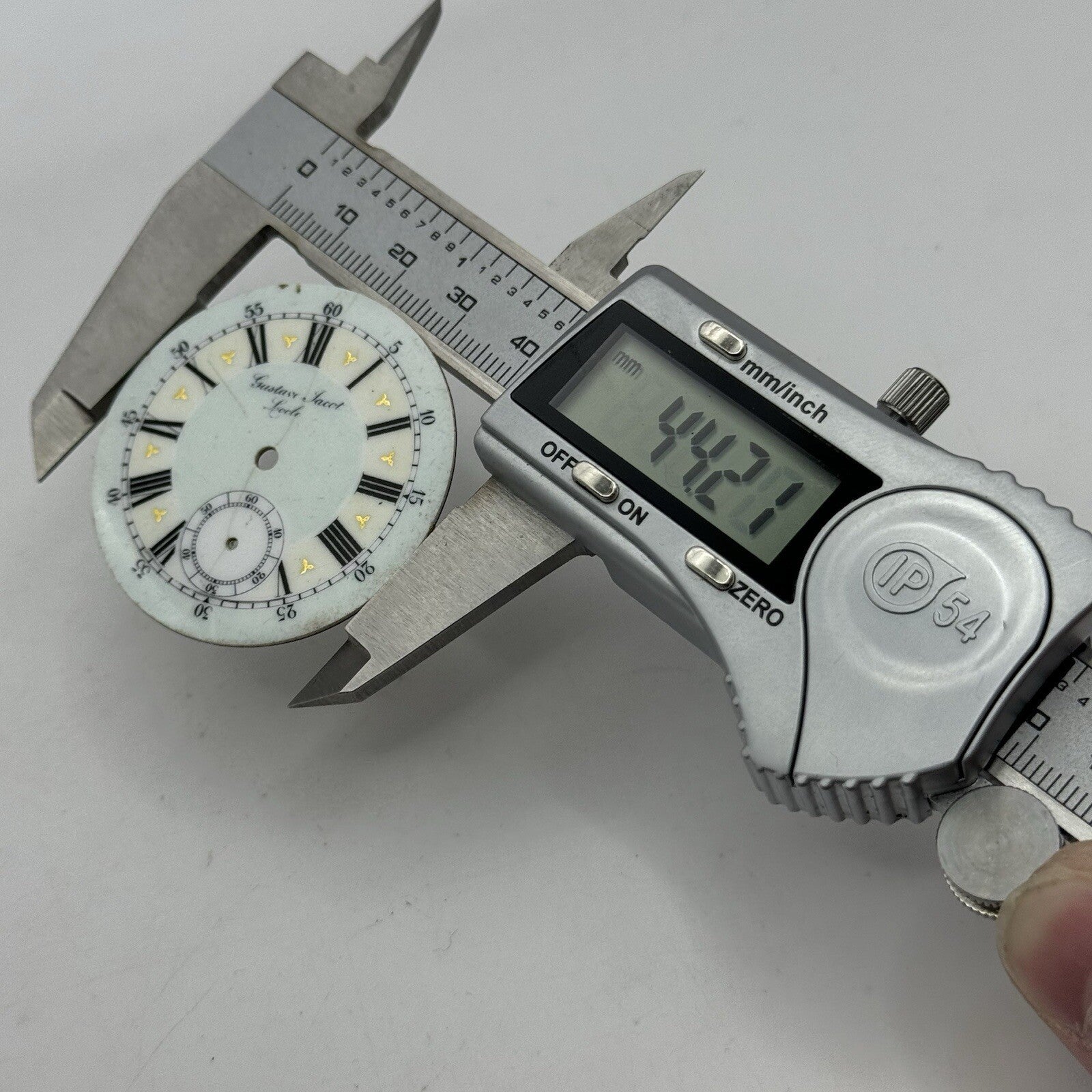 44.2mm Antique Gustave Jacot Locle Beautiful Porcelain Pocket Watch Dial Spares