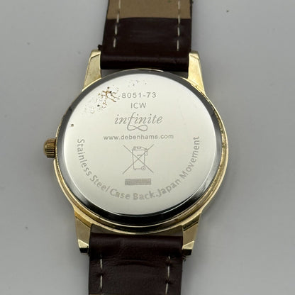 Infinite Ladies Quartz Watch Mother of Pearl Dial Brown Strap Japan Working 31mm