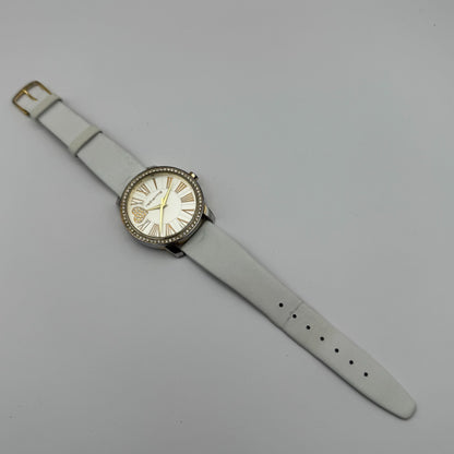 Redherring Ladies Quartz Watch Crystal Accents White Leather Strap Working 37mm