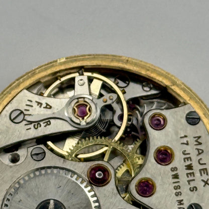 Majex Buren 370 Watch Movement Manual Wind Vintage Swiss 17 Jewels Parts 25.9mm