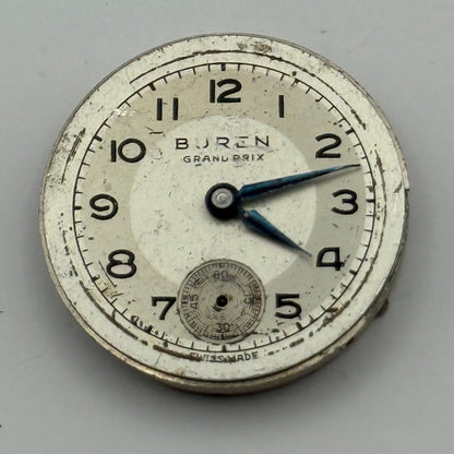 Buren 410 Grand Prix Watch Movement Manual Wind Vintage Parts Repair 23.6mm