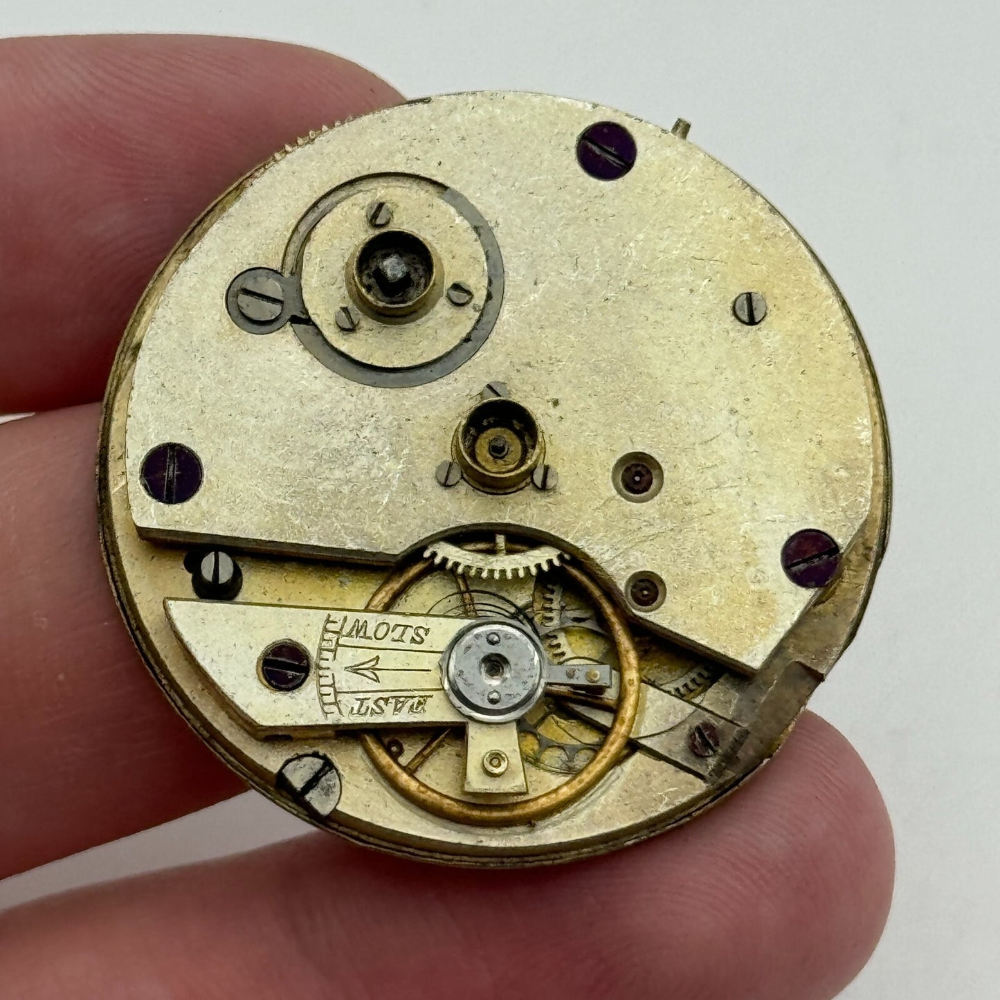 36.5mm Antique Key Wound Beautiful Gold Plated Dial Pocket Watch Movement PARTS