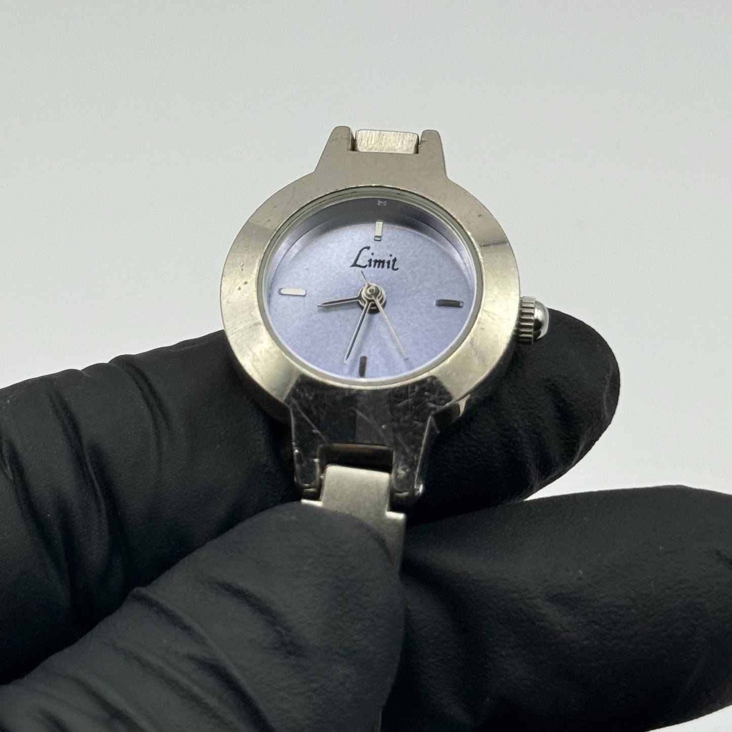 Limit Ladies Quartz Watch Purple Dial Silver Tone Bracelet Steel Working 21mm