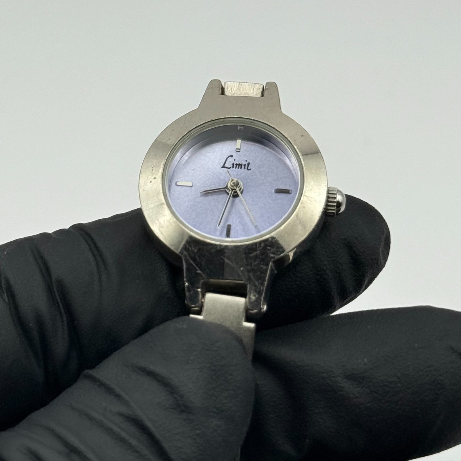 Limit Ladies Quartz Watch Purple Dial Silver Tone Bracelet Steel Working 21mm