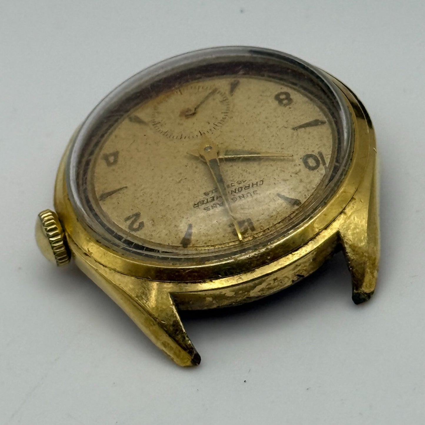 33mm Men’s Vintage Junghans J82 Chronometer Swiss Rare Gold Plated Watch PARTS