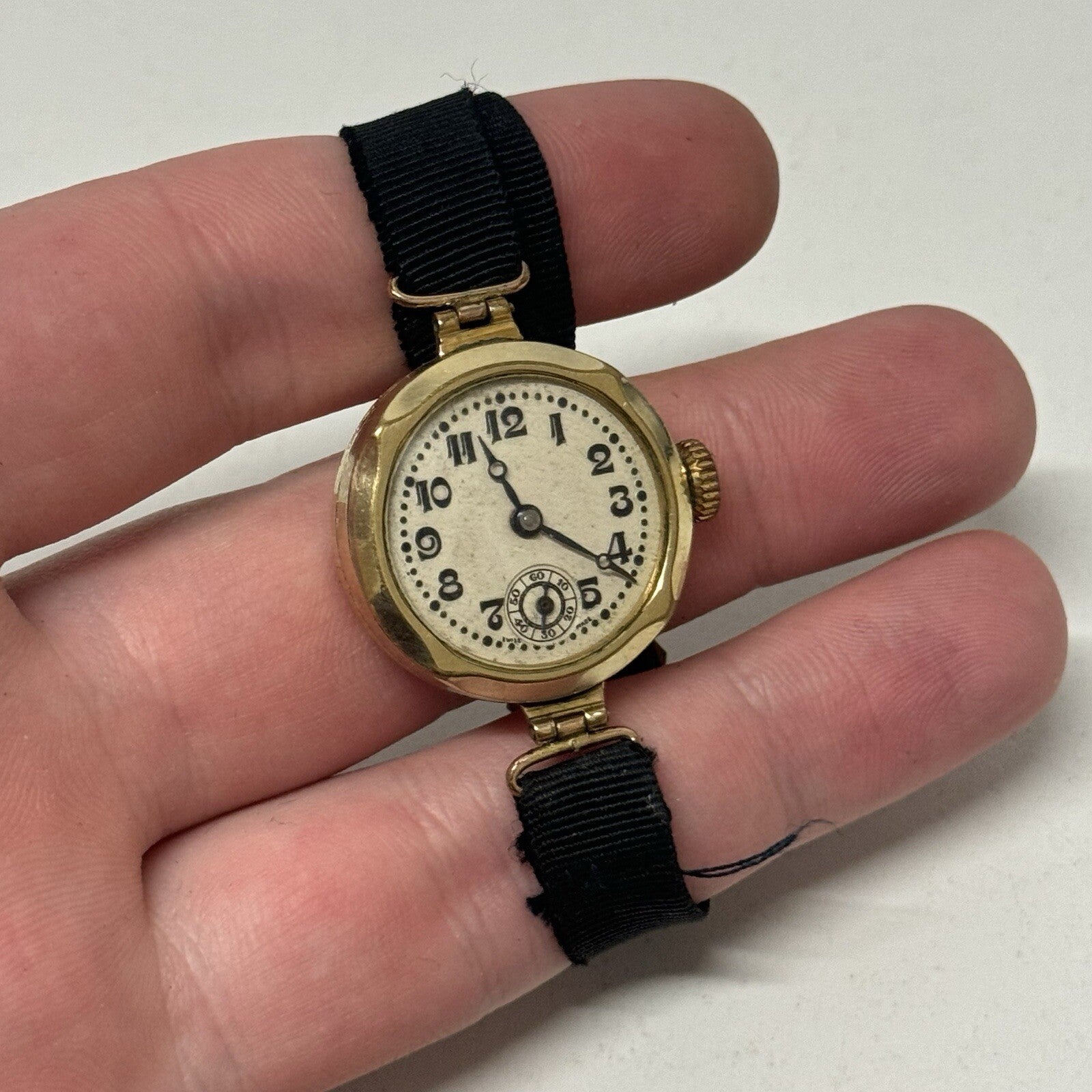 25mm Ladies SMALL Art Deco Gold Plated Sub Seconds Old Watch TO RESTORE