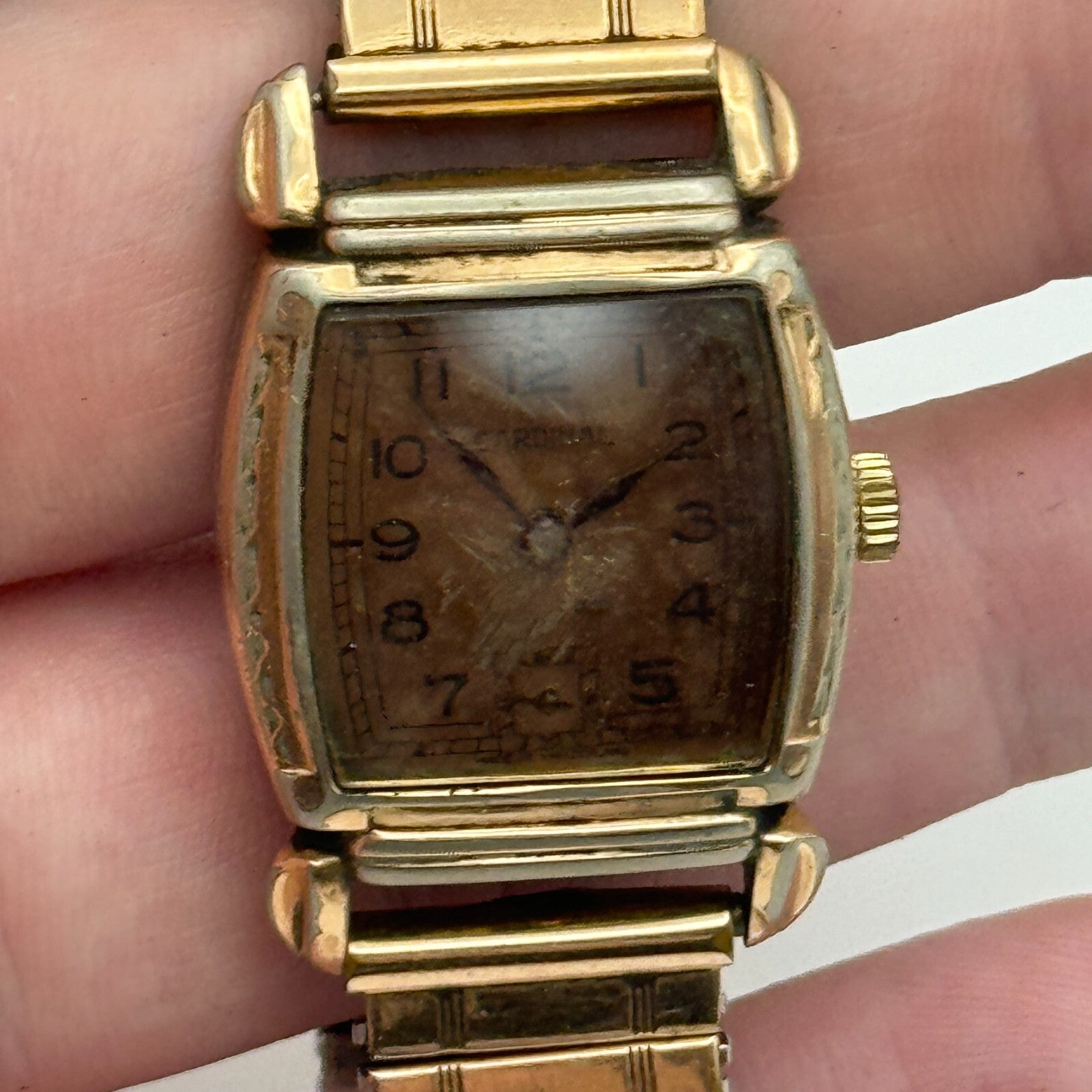 26mm Vintage Cardinal Swiss 15 Jewels Rolled Gold Manual Wind Watch PARTS REPAIR