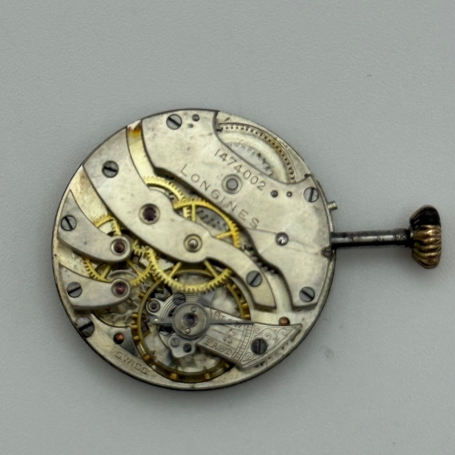 Antique Longines Watch Movement Running 1474002 Nice Dial Swiss Parts 22.9mm