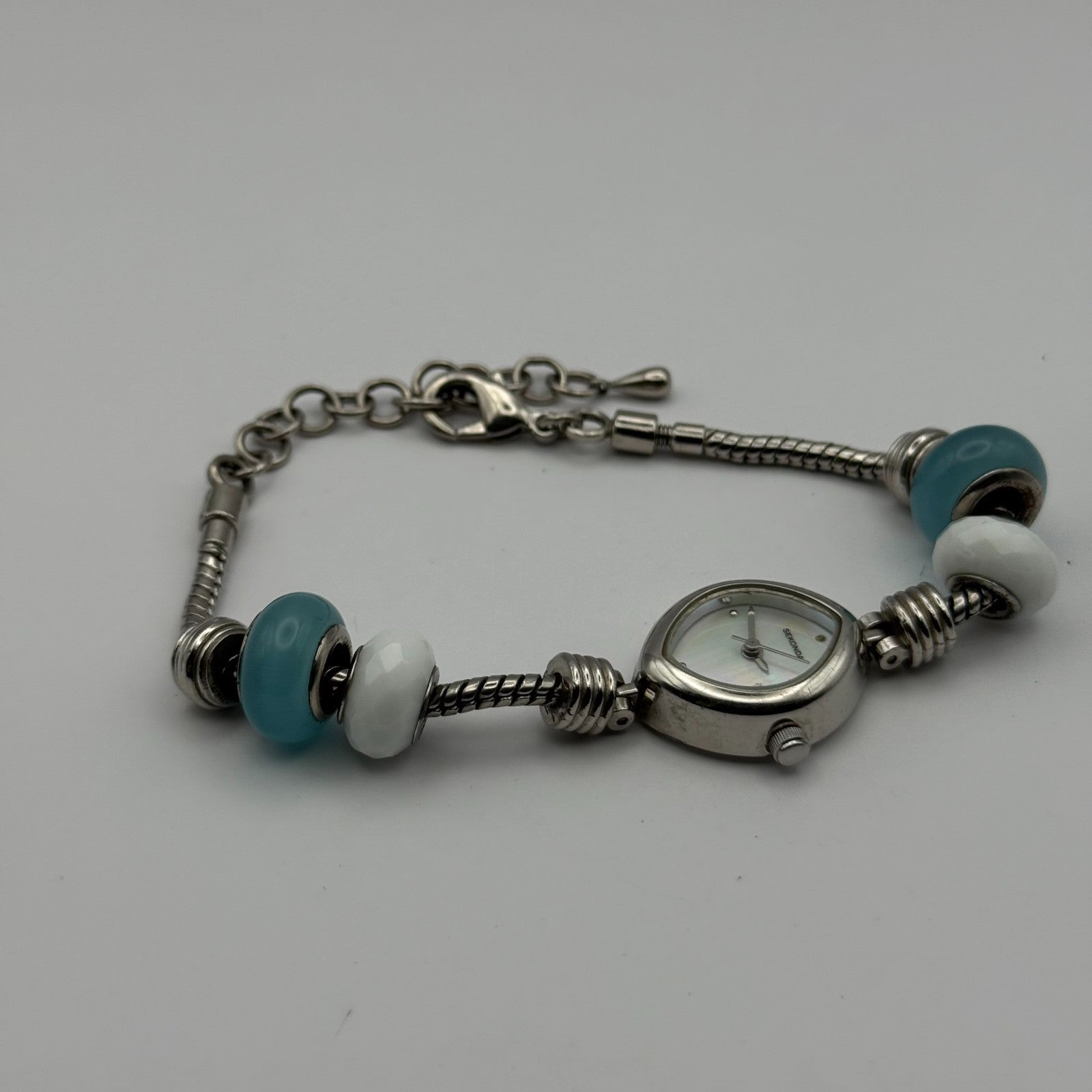 Sekonda Ladies Quartz Watch MOP Dial Beaded Design Bracelet Japan Working 20mm
