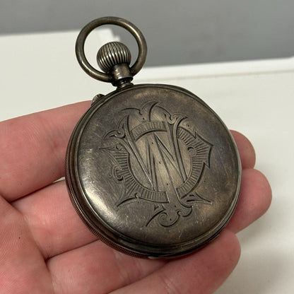 Pin Set Sterling Silver 3/4 Plate Lever English Watch LTD Pocket Watch TO REPAIR