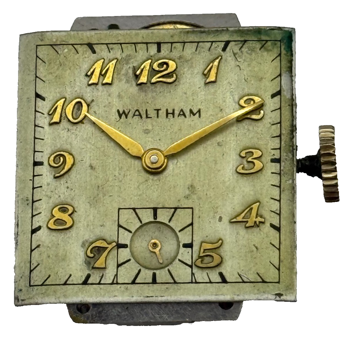 Waltham 750-B American Tank Rectangle Sub Seconds Watch Movement Parts Repair