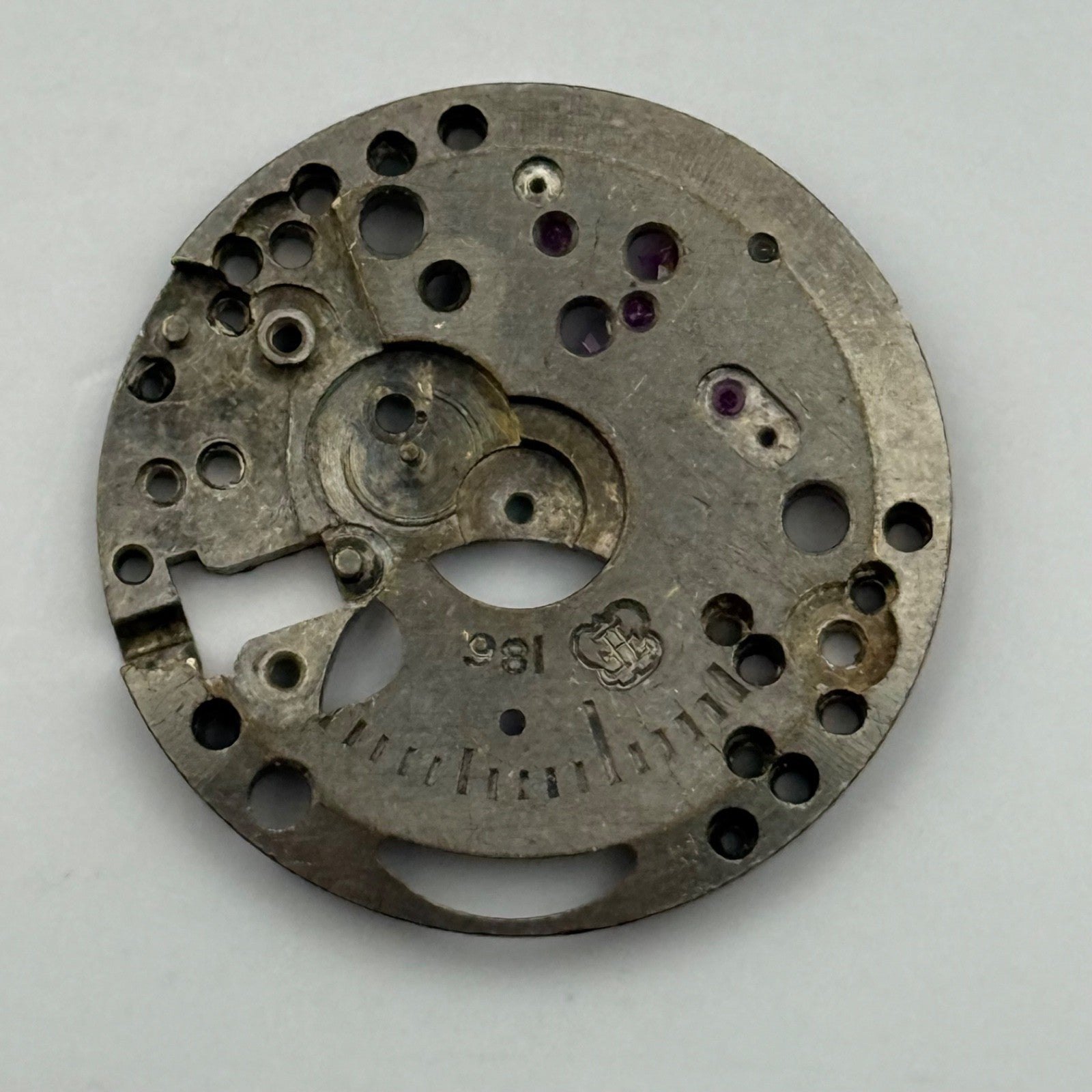 FHF 186 Watch Movement Main Plate Manual Wind Vintage Swiss Parts Repair 23.6mm