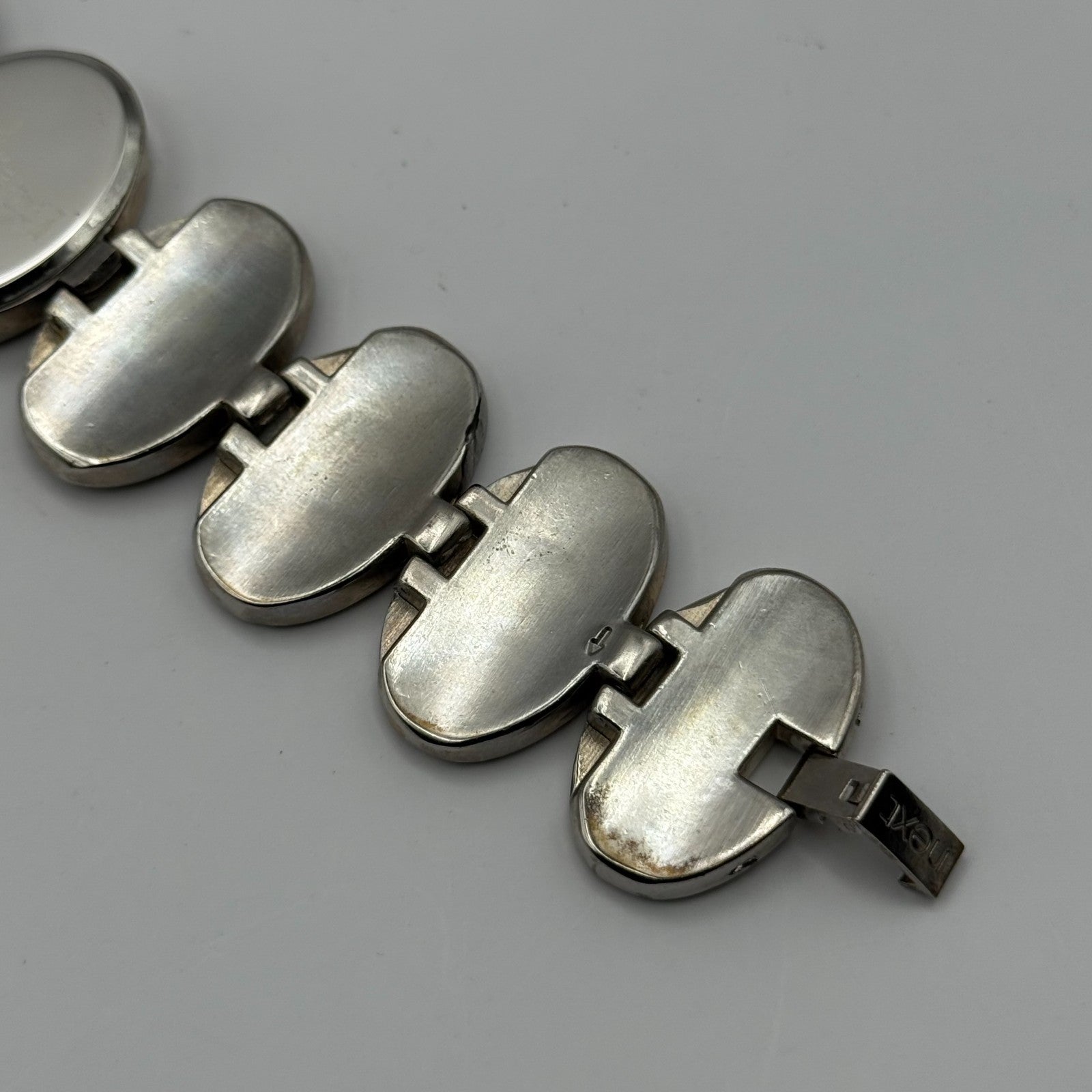 Next Ladies Quartz Watch Black Silver Tone Oval Bracelet Working 30mm 6 Inches