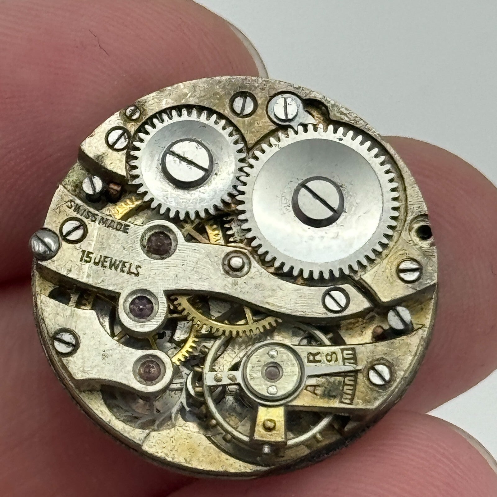 23.7mm 15 Jewels Porcelain Dial Swiss Trench Watch Movement Manual Wind PARTS