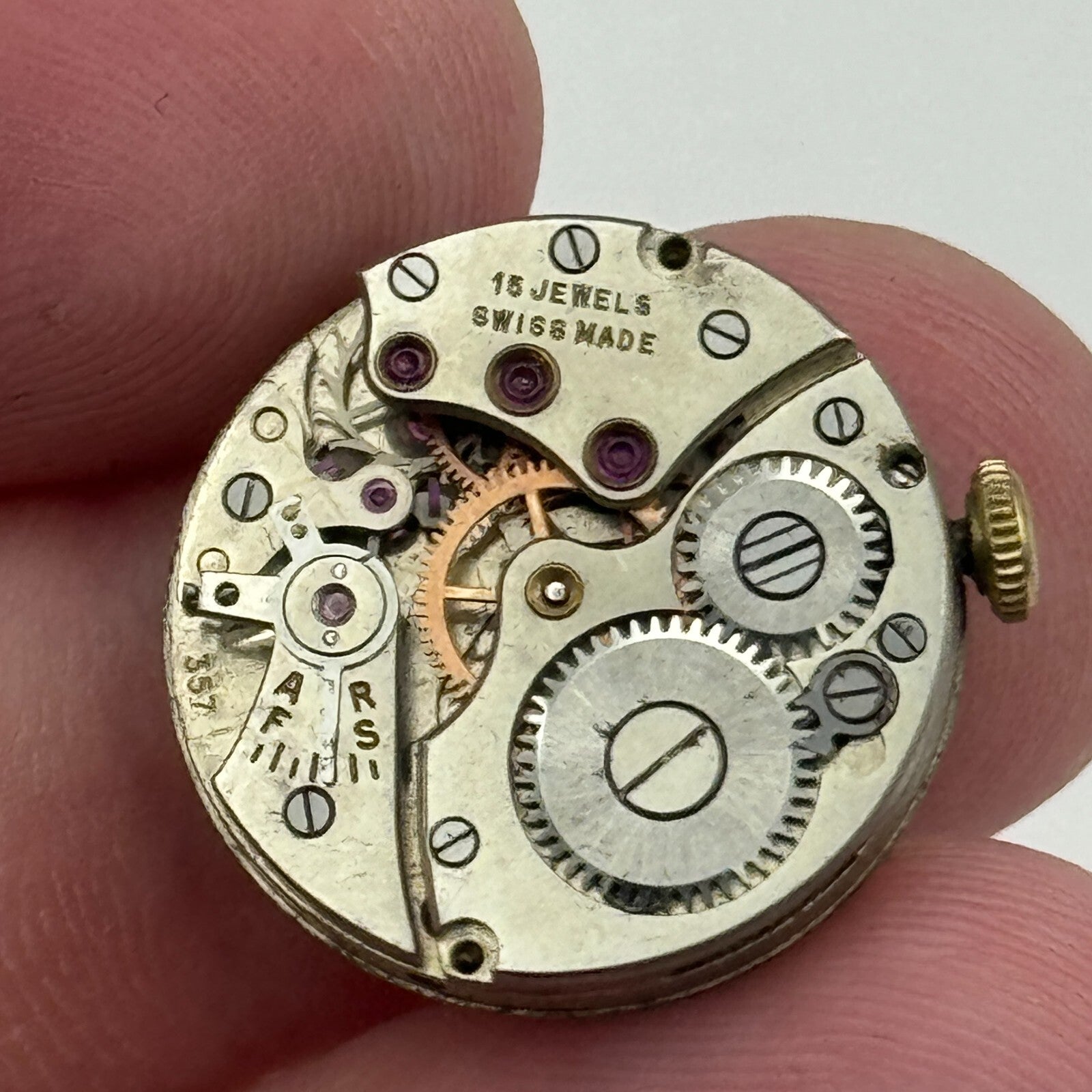 19.7mm H Samuel Acme Lever Cal 357 Manual Wind Swiss Watch Movement PARTS REPAIR