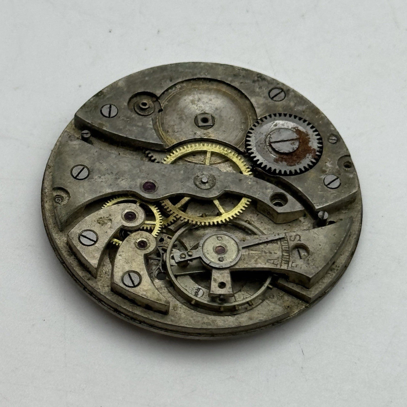 42.8mm Unidentified Vintage Pocket Watch Movement Dial PARTS REPAIR SPARES