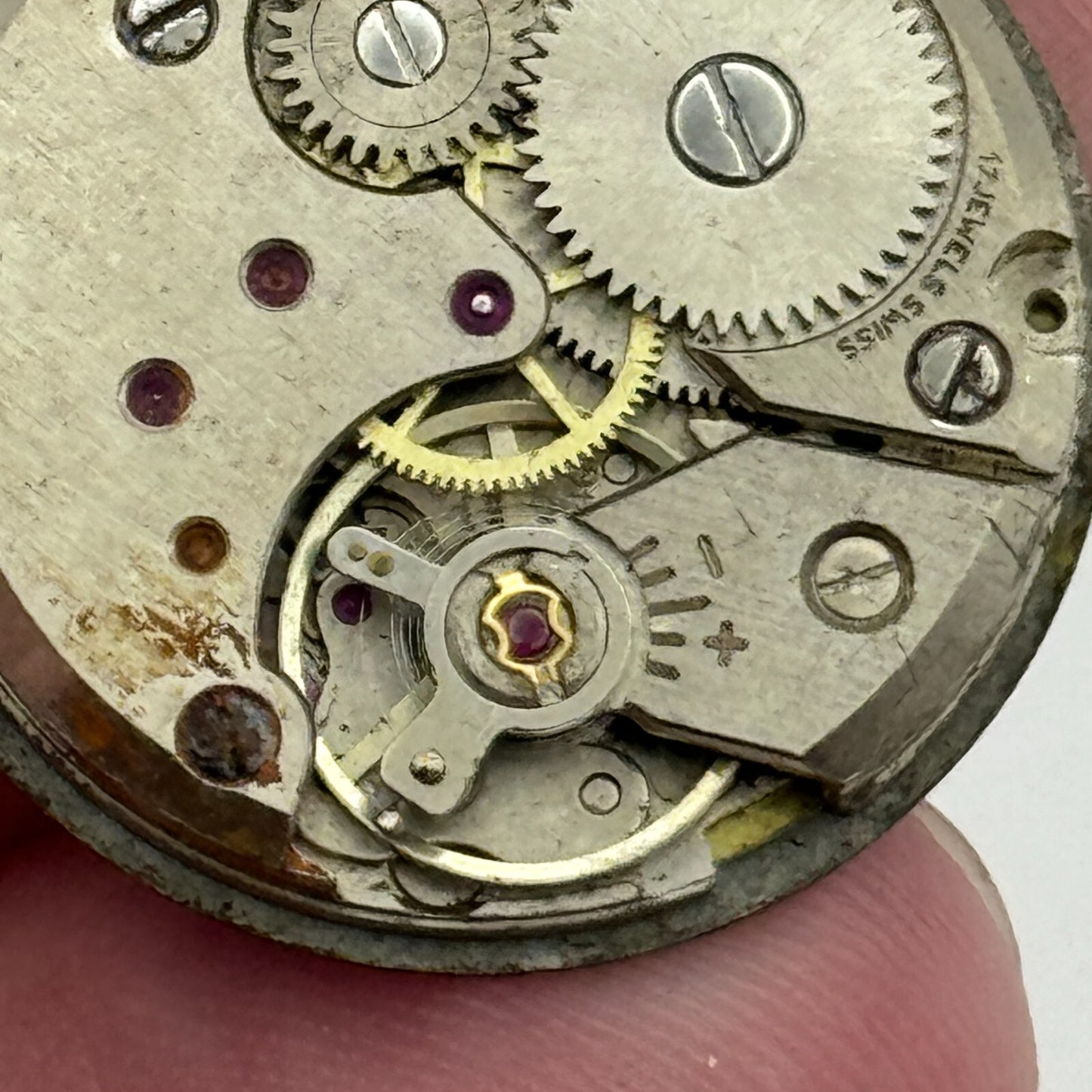 23.6mm Peseux P 7046 President Manual Wind Watch Movement Swiss Vintage PARTS