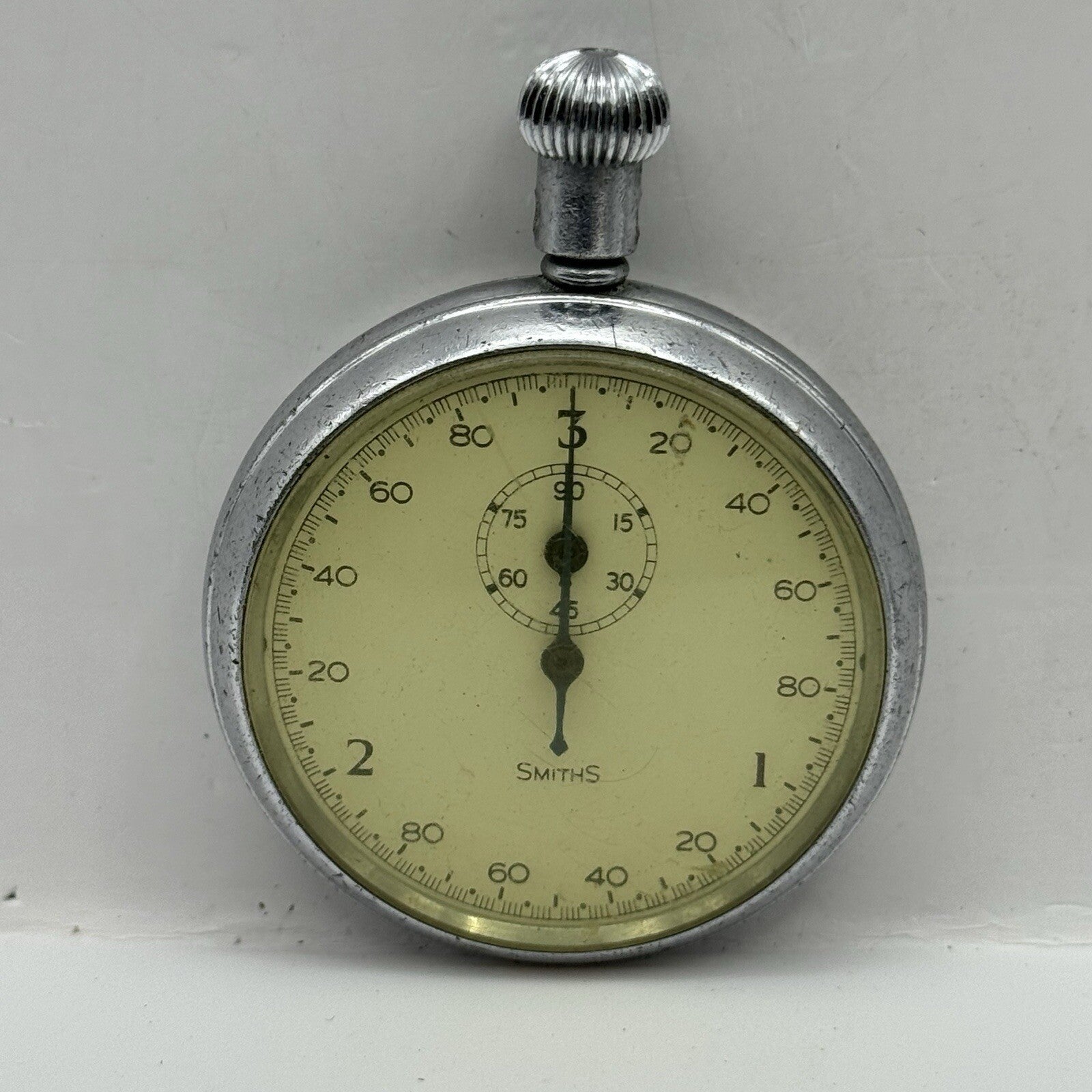 50mm Vintage Smiths Dennison Case SW43 Stop Watch Silver Tone For Parts / Repair