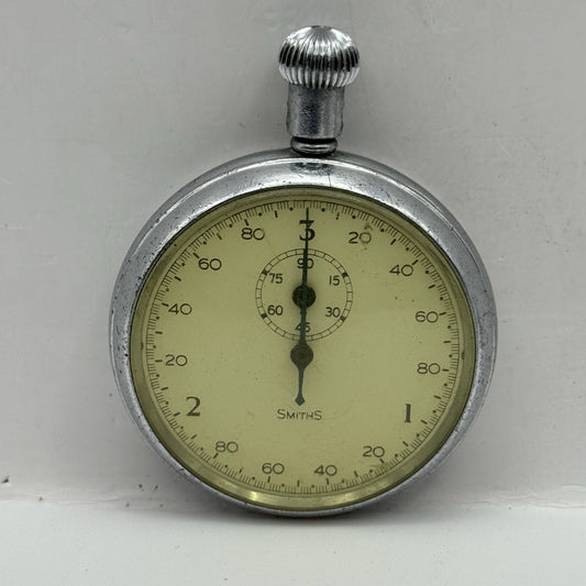 50mm Vintage Smiths Dennison Case SW43 Stop Watch Silver Tone For Parts / Repair