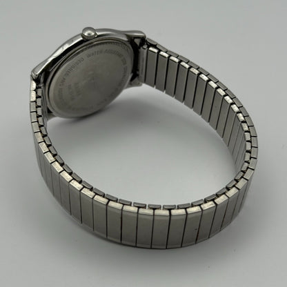 Adina Design Ladies Quartz Watch Date Dial Silver Tone Stretch Band Working 33mm