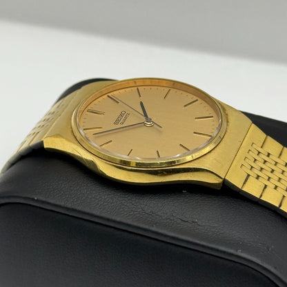 Seiko Men's Quartz Watch 7810-8059 Gold Tone Bracelet Japan 32mm PARTS REPAIR
