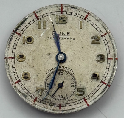 FHF 70 Rone Sportsmans 1046 Watch Movement Manual Wind Vintage Parts 23.5mm