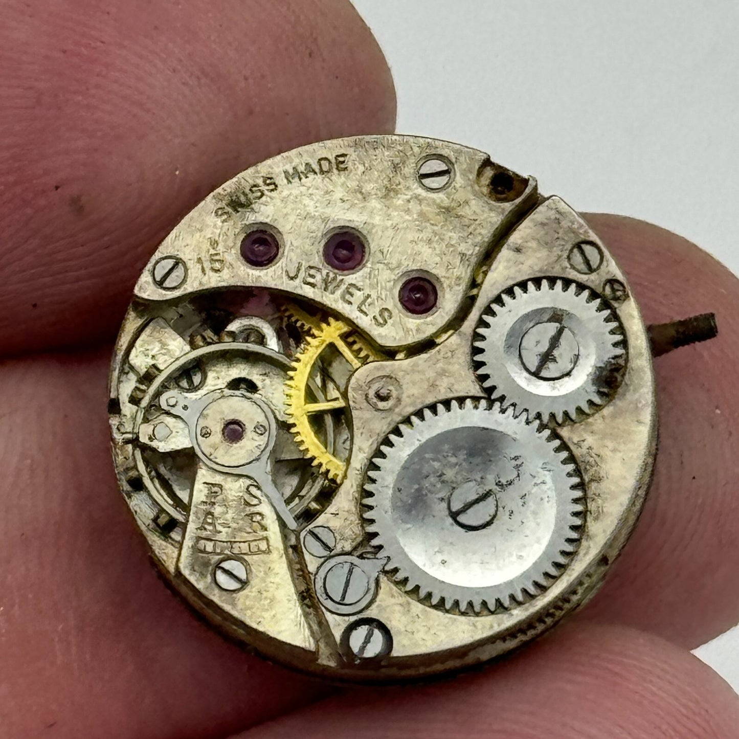 19.7mm Balance Intact 15 Jewels Manual Wind Watch Movement Swiss Vintage PARTS