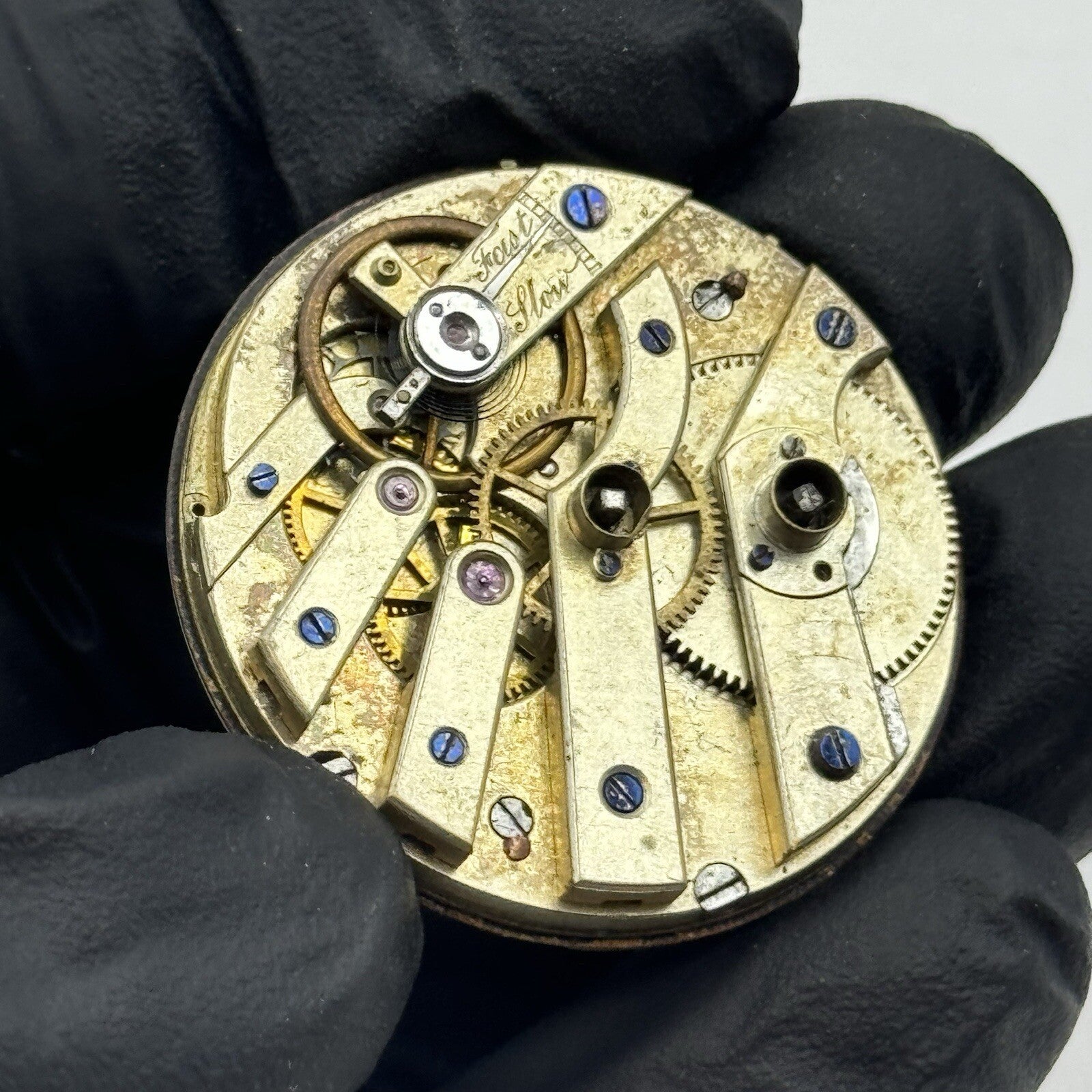 34.9mm Quality White Porcelain Dial Cylinder Watch Movement FOR PARTS