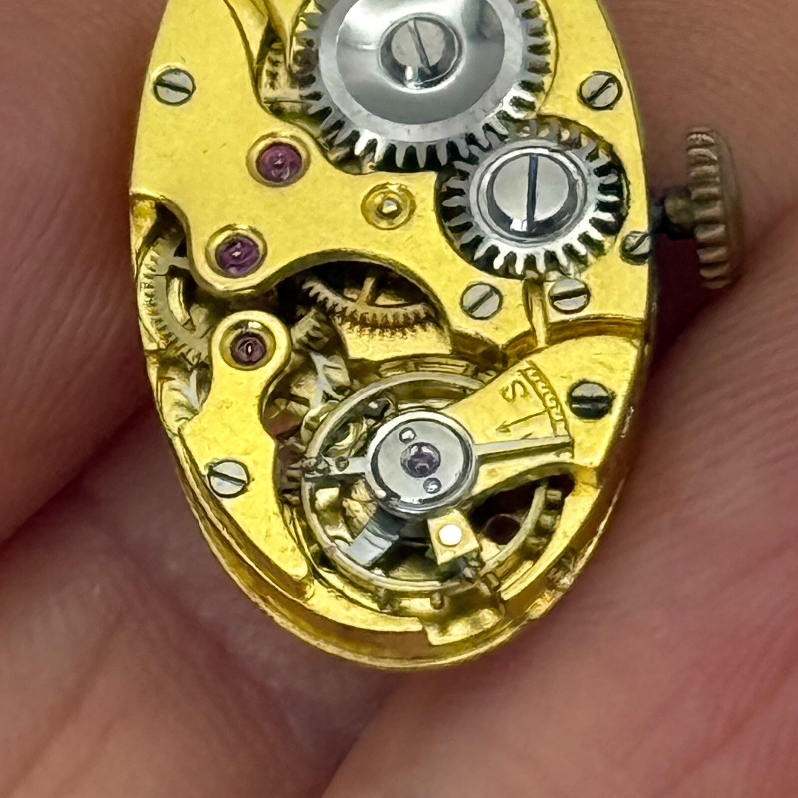 13.5mm Vintage High Grade Oval Brass Colour Manual Wind Watch Movement PARTS