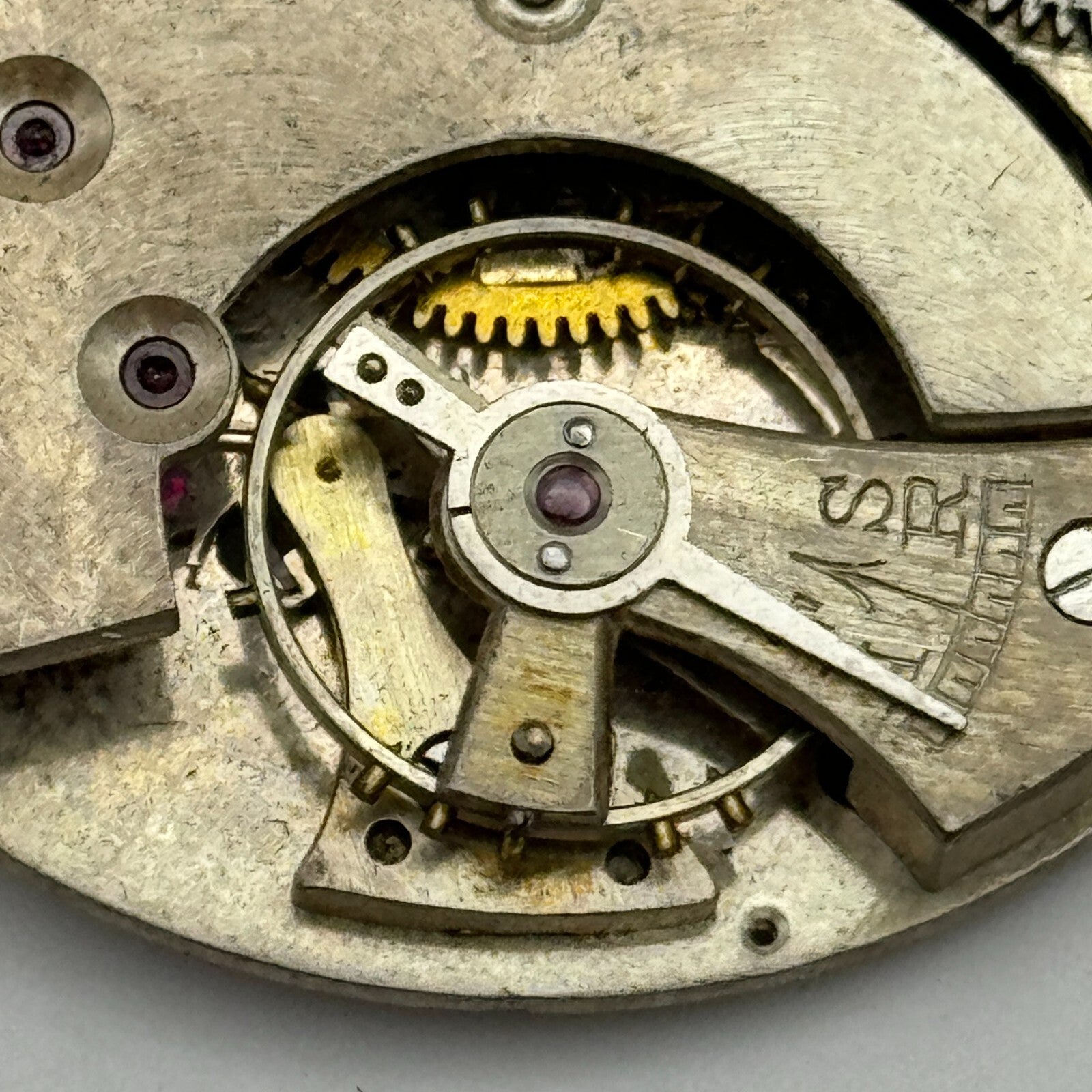 41.5mm 10 Jewels Unidentified Interesting Vintage Pocket Watch Movement PARTS