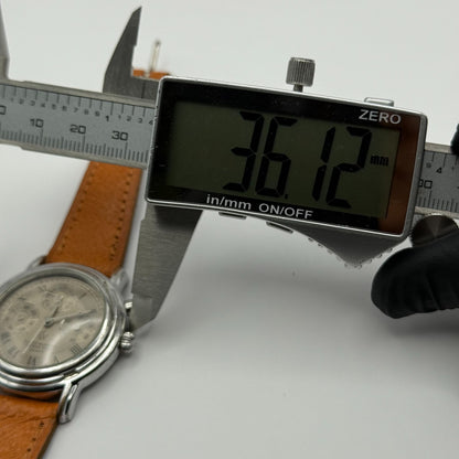 Claude Valentini Series 3000 Men's Quartz Watch Tan Leather Strap Working 36mm