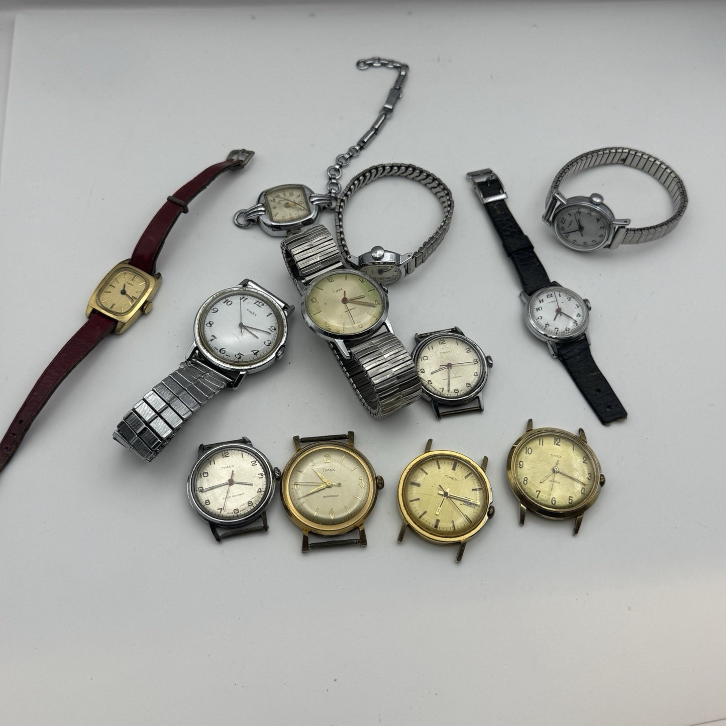 Bundle Of 12 Vintage Timex UK Watches Mechanical Wind Up Job Lot Parts Repair