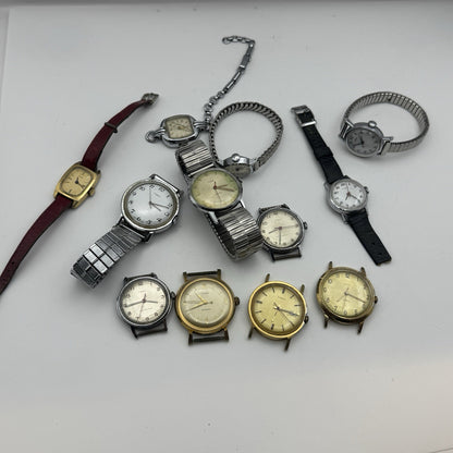 Bundle Of 12 Vintage Timex UK Watches Mechanical Wind Up Job Lot Parts Repair