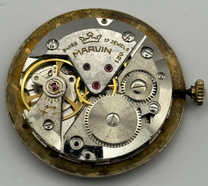 Marvin 621 Watch Movement Manual Wind Vintage Swiss 17 Jewels Parts 25.9mm