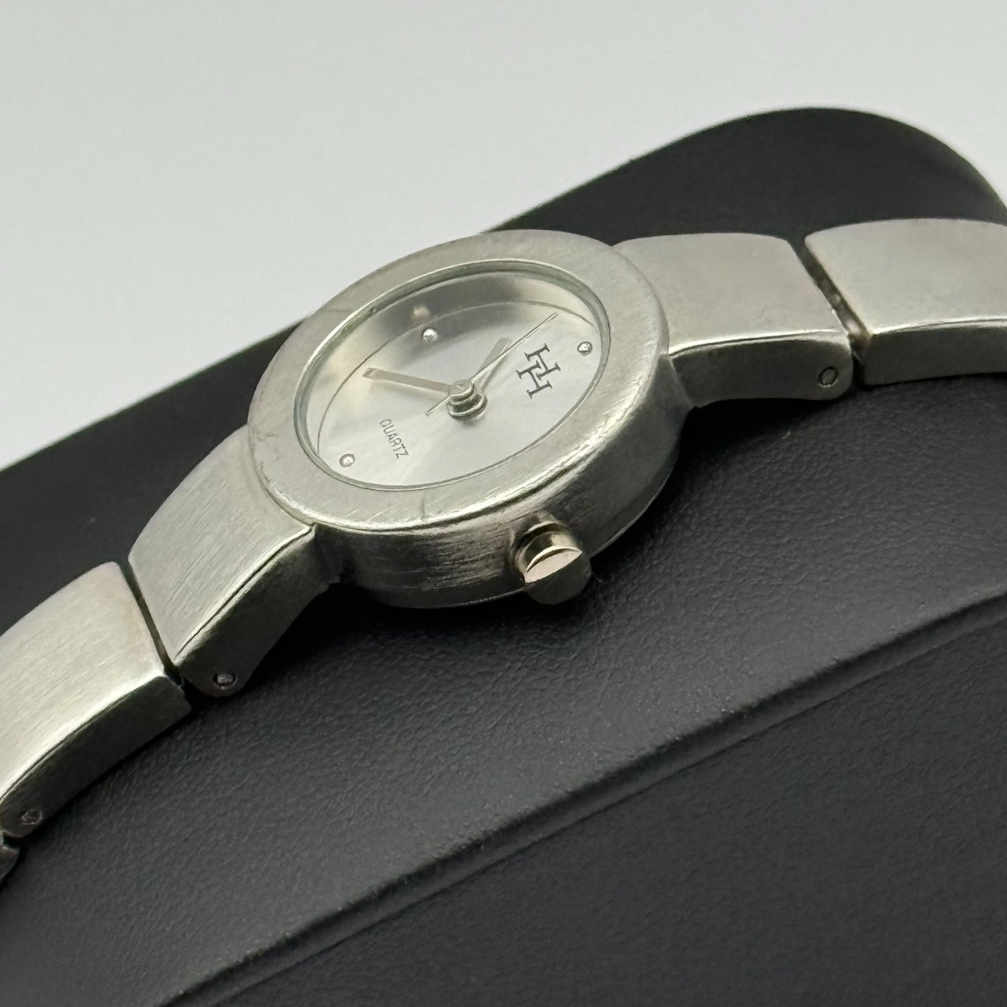 H H Ladies Quartz Watch Silver Tone Bracelet Steel Working 22mm 7 Inches