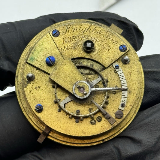 41.3mm Knight & Son Northampton Balance Ok Pocket Watch Movement FOR PARTS