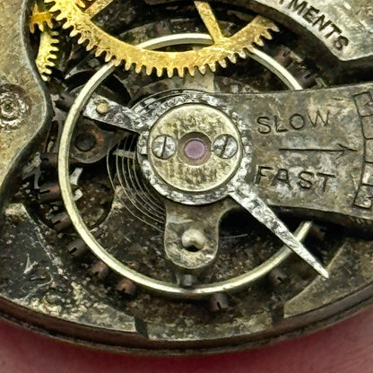 43.1mm Open Face Piedmont Watch Co 6 Jewels Swiss Pocket Watch Movement PARTS