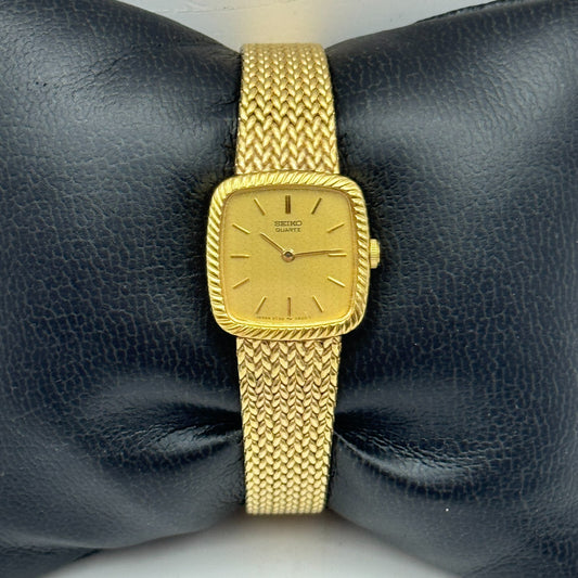 18mm Working Seiko Gold Plated Vintage Quartz Watch New Battery 6.5 Inches