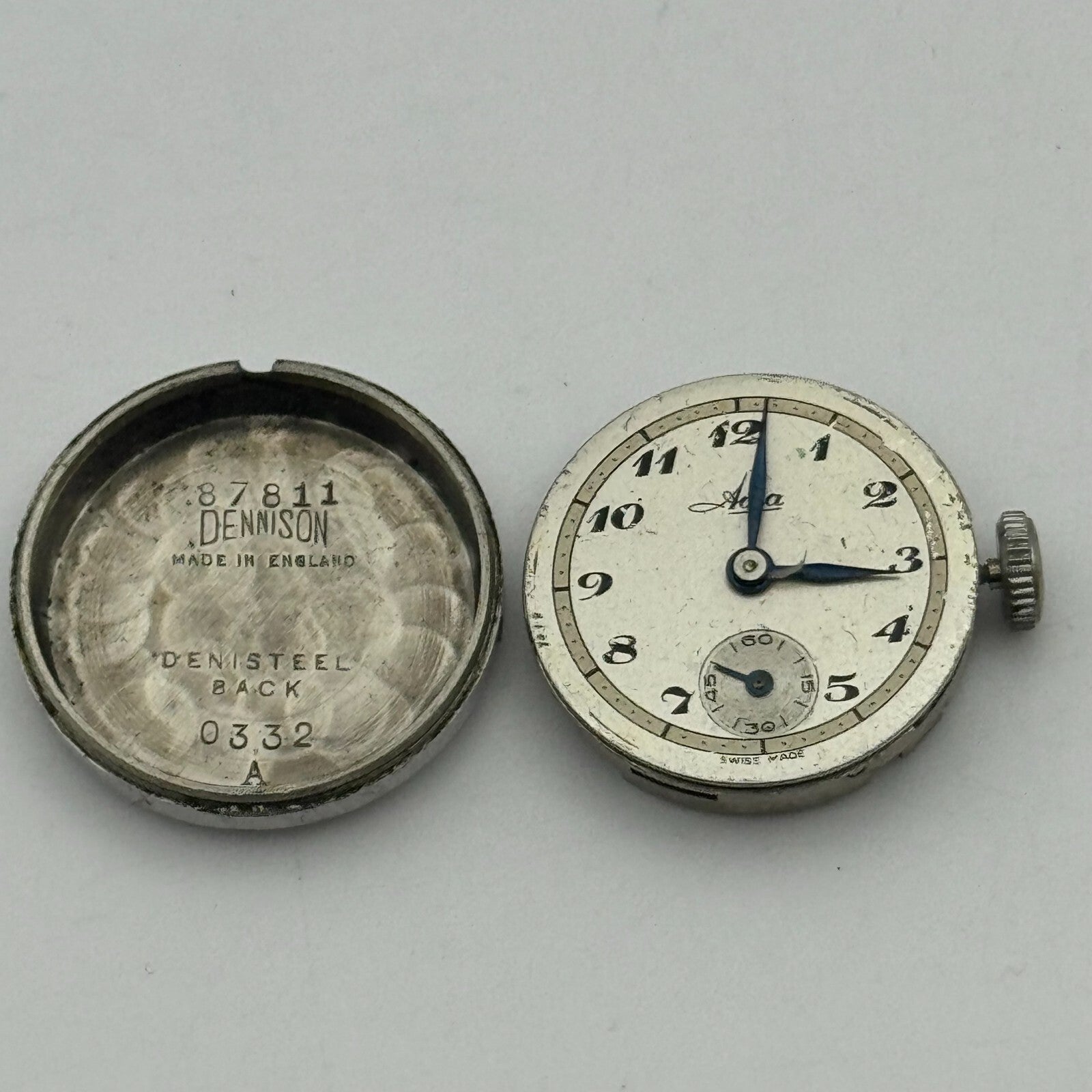 19.7mm Avia Dennison Denisteel Manual Wind Swiss Watch Movement Vintage PARTS